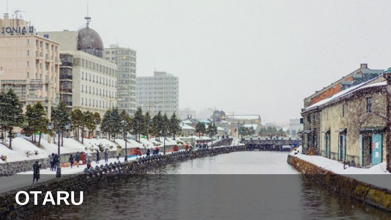 Otaru Canal and old stone warehouses in the snow