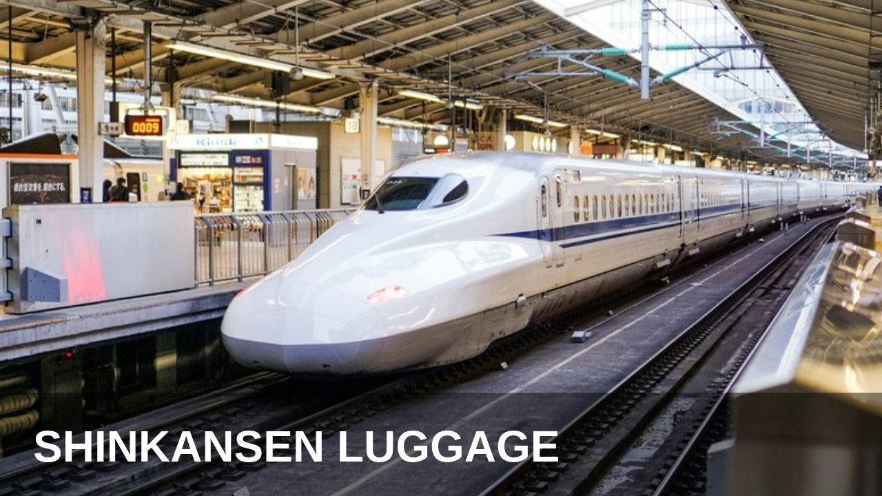 Shinkansen bullet train at a station platform in Japan