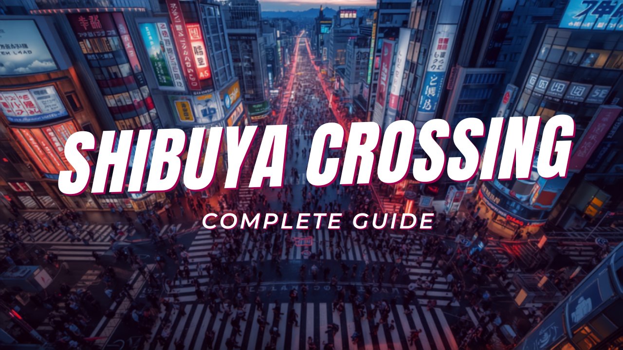 Shibuya Crossing scramble intersection at night with crowds of people
